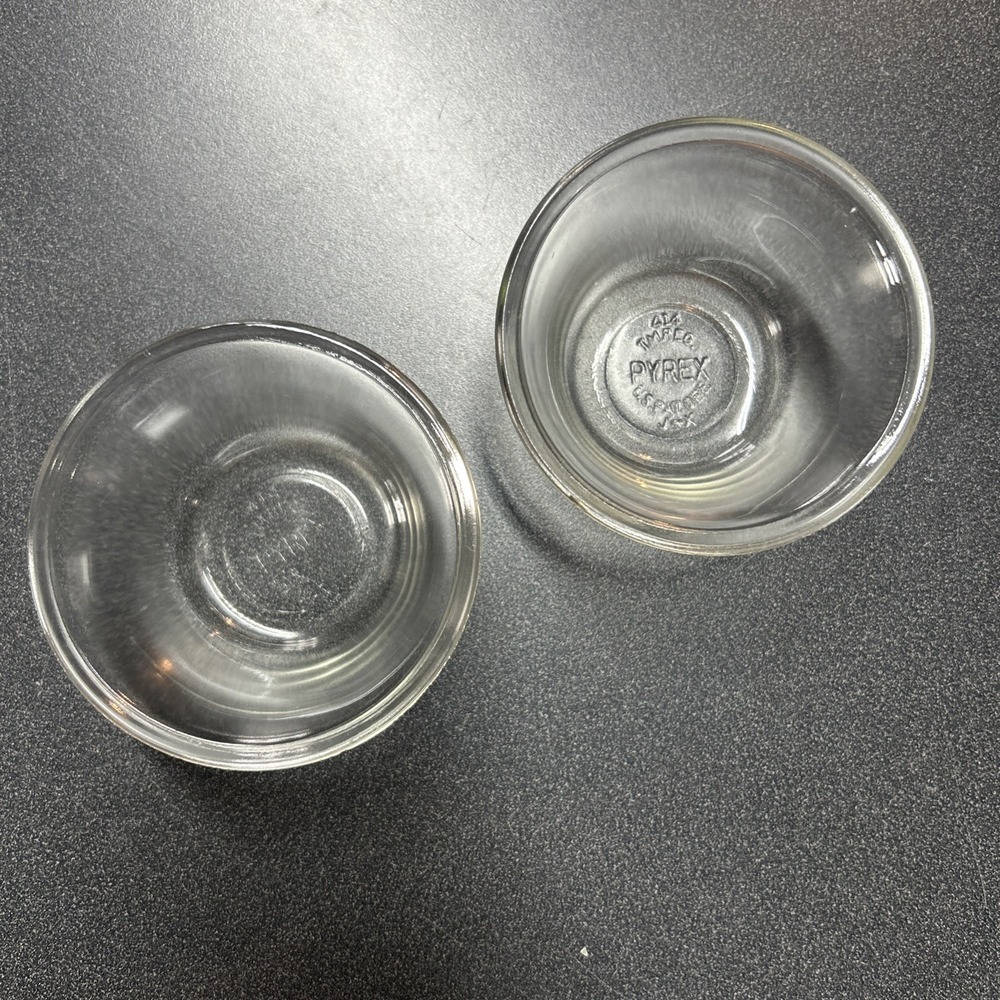 Pyrex 414 Clear Glass Custard Cups Ramekins- Set Of 2